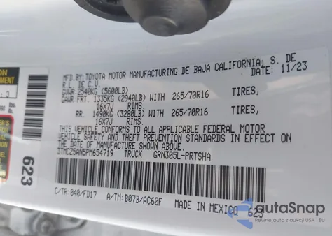 2023 Toyota Tacoma Trd Off Road z USA, uszkodzony, nr VIN 3TMCZ5AN5PM654719